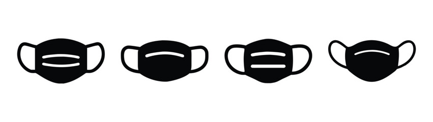 Find n95 mask types black and white vector illustration for medical health safety and protection gear