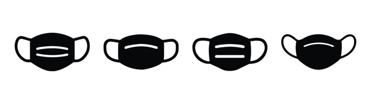 Find n95 mask types black and white vector illustration for medical health safety and protection gear