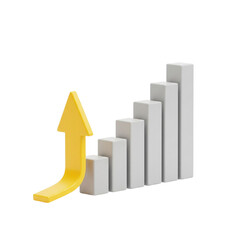 Growth chart with rising arrow isolated on transparent background