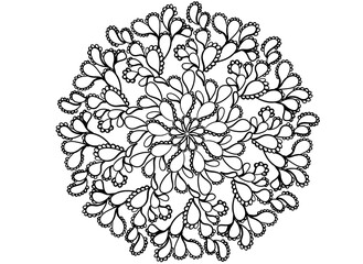 Coloring page mandala outline drawing for art therapy and meditation. Circular ornament
