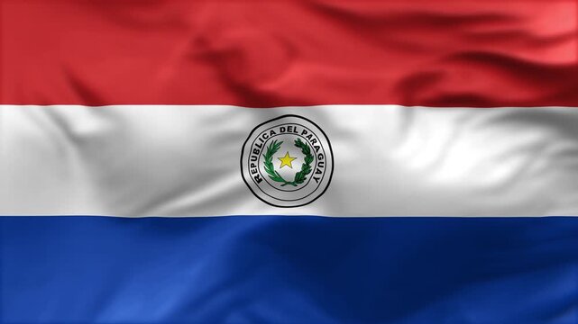 Paraguay flag is waving in the wind. High-quality flags are perfect. They are perfect for various creative projects.