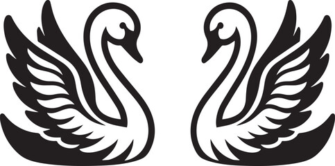 Obraz premium Elegant Swan in Black & White – Minimalist Monochrome Bird Photography