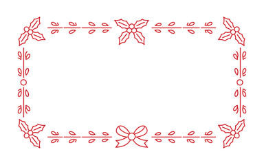 A decorative border with holly leaves and a bow creates a festive Christmas frame for text or images.