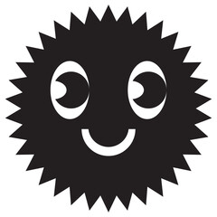 Set of geometric smiling face icons in black and white.Collection of vector smiley faces in different geometric shapes including circle, heart, triangle, and star, ideal design or branding.EPS10/AI.