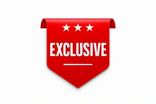 Bold red banner tag with three stars and the word exclusive in white text for special promotions