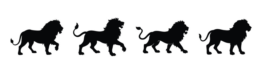 Download silhouette of roaring lion vector art illustration for graphic design and printing needs now