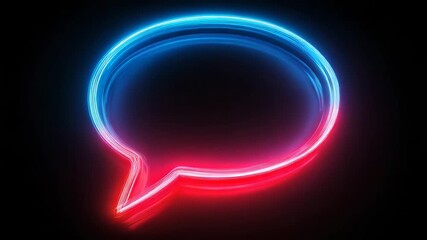 Bright neon speech bubble design lights up the dark background - Powered by Adobe