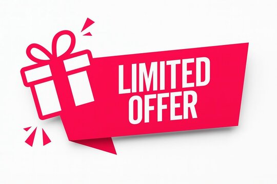 Bright red banner with limited offer text and a festive gift box with bow symbolizing a special promotion or sale event