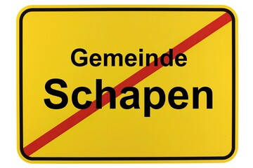 Illustration eines Ortsschildes der Gemeinde Schapen in Niedersachsen	