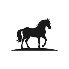 Graceful Horse Silhouette Vector Icon.
A minimalist black horse in motion with a flowing mane, symbolizing freedom and elegance.