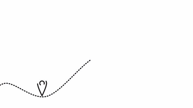 Animation of a route and destination points. Video clip with alpha channel.