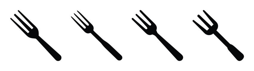 Four black forks vector illustration for kitchen utensils and dining silverware design element needs