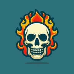 Skull Fire Cartoon Vector Art, Illustration and Graphic