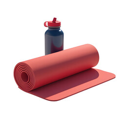 Stay Hydrated During Your Yoga Practice with a Modern Water Bottle and Comfortable Mat, Perfect for Health and Wellness Campaigns and Fitness Promotions