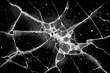 Shattered glass texture reveals a complex pattern of cracks and splinters