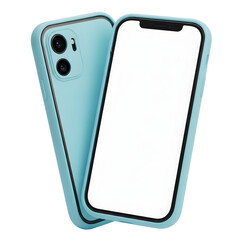 Sleek modern smartphone with blank white screen & stylish protective case creates a vibrant, tech-forward aesthetic perfect for mobile app promotion