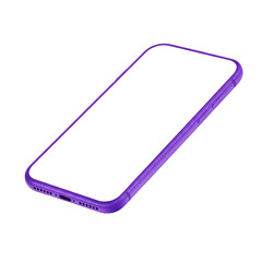 Sleek purple smartphone with blank screen ready for your app or website design, perfect for showcasing mobile technology and user interface concepts