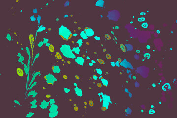 Abstract marble floral pattern texture. Traditional art of Ebru marbling