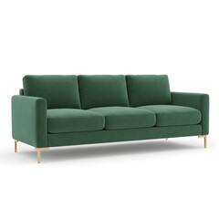 Fototapeta premium 3D illustration of a modern luxury sofa, velvet upholstery, gold legs