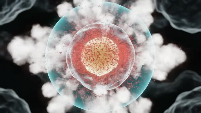 Science metaphor of a protective teal shield (antioxidant) forming around a cell to vaporize attacking red particles (ROS).