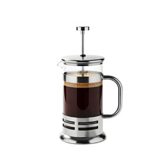 French press coffee maker, perfect for cafe, brewing, barista, espresso, and morning drink design projects. isolated on white or transparent background.PNG format.