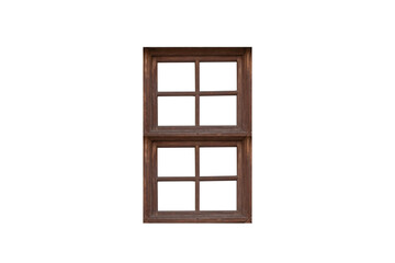 Obraz premium Old double wooden window with eight panes is isolated.