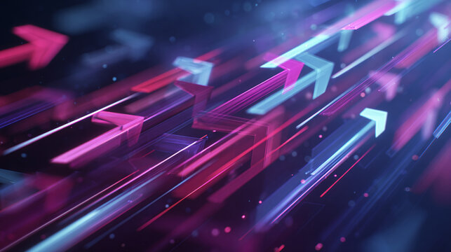 Dynamic arrows pointing upwards with a futuristic effect