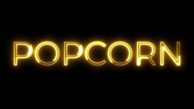 Popcorn Neon Text Animation | Cinema Snack Motion Graphic