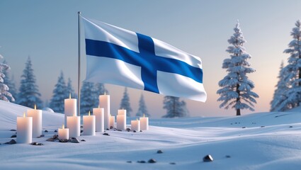 Minimalist 3D Render of Finnish Independence Day