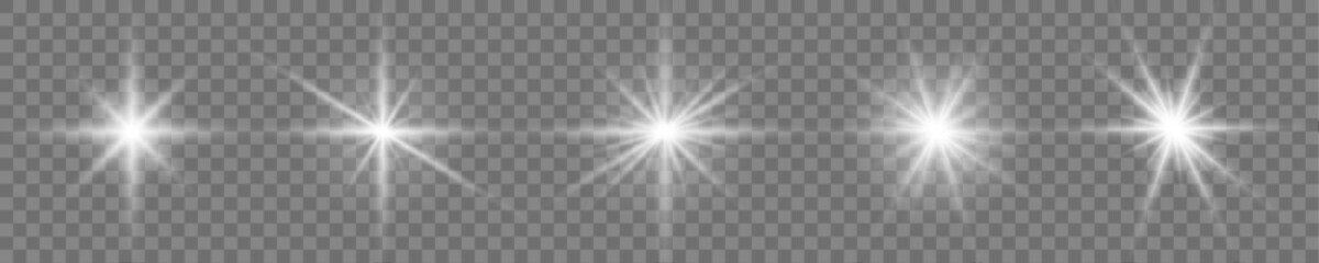 White sparkling lights explode in a dazzling burst on a transparent background. Magical lens flare and glitter scatter around. Creates a festive and radiant atmosphere.  © dedstock