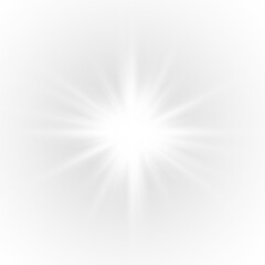 Bright white starburst explodes with glittering sparkles. Light rays create a dynamic effect. Perfect for magical or festive illustrations. PNG