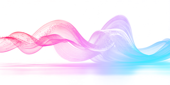 3D holographic liquid waves ripple with neon highlights, creating smooth flowing textures. The iridescent colors reflect dynamic motion. Ideal for futuristic wallpapers and abstract designs. PNG
