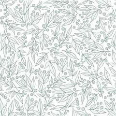Vector seamless pattern with Christmas mistletoe and leaves. Traditional Christmas pattern, Christmas wrapping paper - Christmas illustration