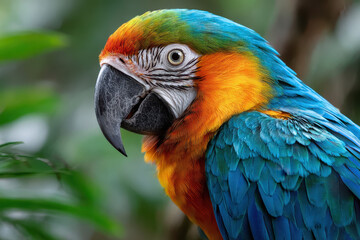 Closeup of a Colorful Blue and Gold Macaw Parrot