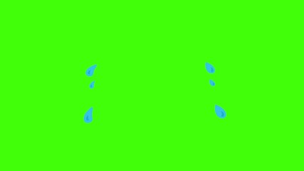 crying animation, Tears falling on green screen, Sad face emoji crying with tears, Cartoon style emoticon animation, Alpha channel, 4k video