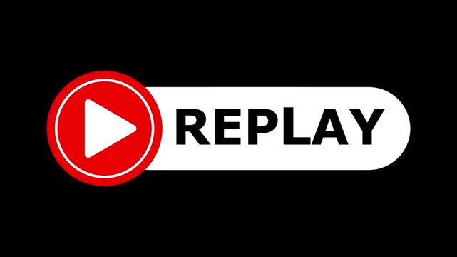 Modern replay text animation on transparent background 4K Video