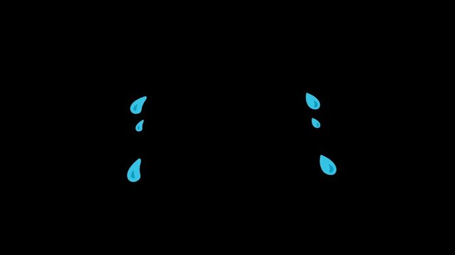 crying tear drop animation, Sad crying face emoji with tears dripping, Alpha channel, 4k video