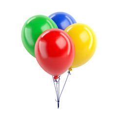 3D render of bright colorful balloons floating together with a transparent background, symbolizing happiness, joy, and celebration, perfect for birthdays and party themes.
