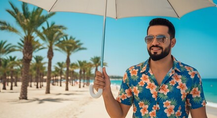 Saudi Man on Vacation Wearing Casual Summer Clothes