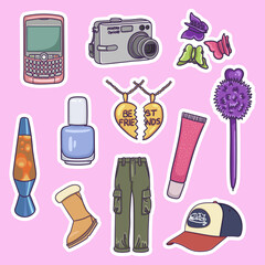 2000s Retro Icons Set &ndash; Early 2000s Gadgets, Fashion and Accessories