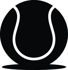 Black and white tennis ball icon sport game