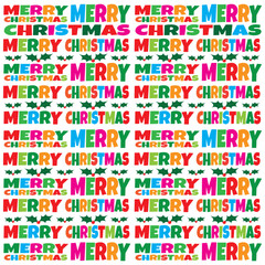 Christmas pattern with lettering for gift wrap
