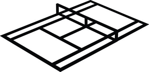 Black geometric lines forming abstract court shape