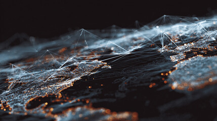 Global network of interconnected nodes forming intricate patterns of data transfer. A mesmerizing view of the world's digital infrastructure