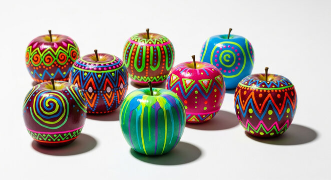 Vibrant painted apples offer a playful and colorful twist on healthy eating, perfect for back to school, creative projects, or unique fall decorations