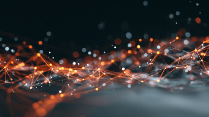 A digital abstract with a network of interconnected points and lines, forming a complex and intricate pattern