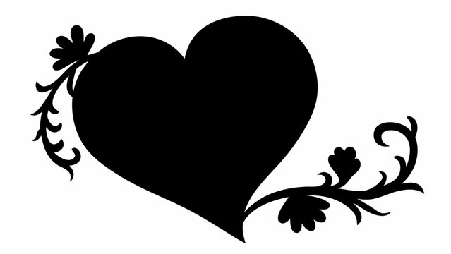 Elegant heart adorned with swirling floral accents, perfect for invitations, cards, or romantic designs, a timeless symbol of love and affection