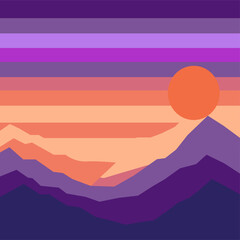 Sunset Mountain Landscape Icon