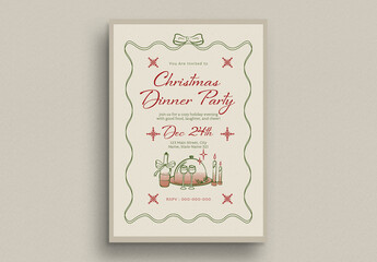 Rustic Christmas Dinner Party Invitation