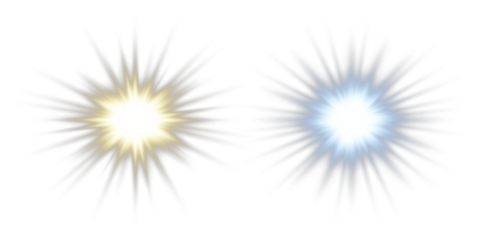 Blue and gold glowing bursts radiate across a dark background. Tiny stars twinkle dynamically. Perfect for cosmic or fantasy illustrations. PNG